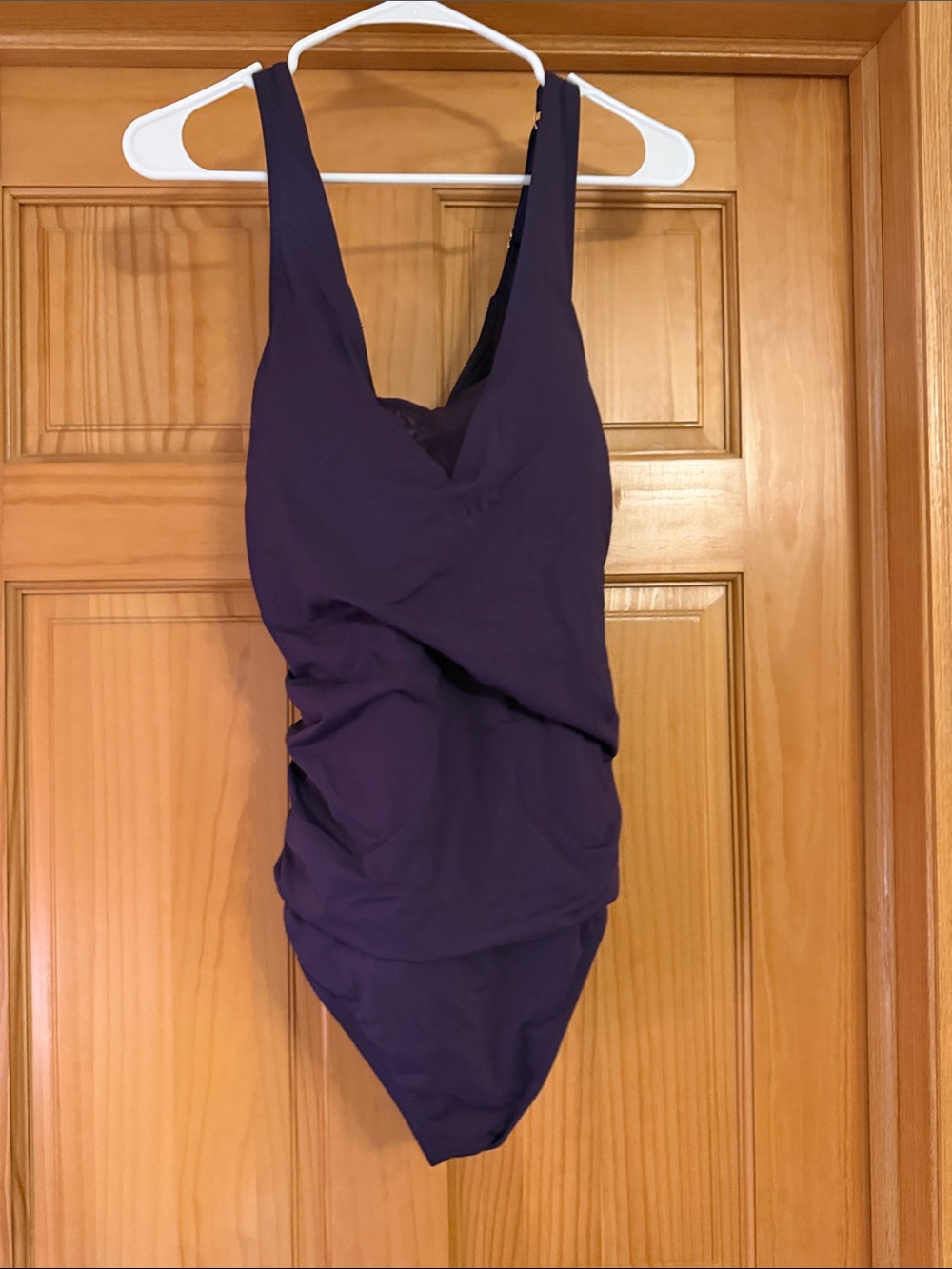 Lands' End Deep Purple Ruched One-Piece Swimsuit